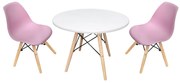 Conjunto Mesa Infantil Eiffel Branco + 2 Cadeira Eiffel Infantil Rosa