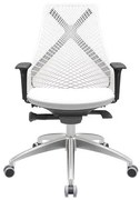 Cadeira Office Bix Tela Branca Assento Aero Branco Autocompensador Base Alumínio 95cm - 64002 Sun House