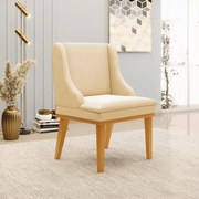 Cadeira Decorativa Sala de Jantar Base Fixa de Madeira Firenze Suede Bege/Castanho G19 - Gran Belo