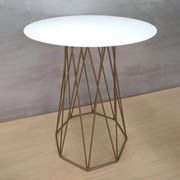 Mesa Lateral Nisse Redonda Tampo Vidro Pés em Metal Design Contemporâneo