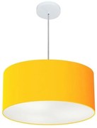 Lustre Pendente Cilíndrico Md-4049 Cúpula em Tecido 50x21cm Laranja - Bivolt