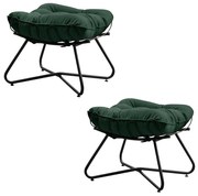 Kit 2 Puffs Decorativos Sala de Estar Caim Base de Ferro Preto Suede Verde G41 - Gran Belo