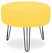 Puff Redondo para Sala Chloe Suede Amarelo