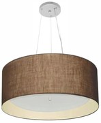 Lustre Pendente Cilíndrico Md-4145 Cúpula em Tecido 50x25cm Café / Bege - Bivolt