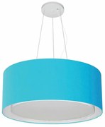 Lustre Pendente Cilíndrico Duplo Md-4124 Cúpula em Tecido 50x25cm Azul Turquesa - Bivolt