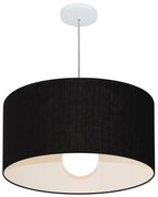 Lustre Pendente Cilíndrico Md-4208 Cúpula em Tecido 55x30cm Preto - Bivolt