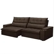 Sofá Retrátil Reclinável 3 Lugares 250cm Moritz F05 Veludo Marrom - Mp