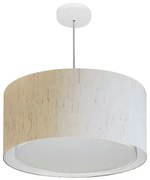 Lustre Pendente Cilíndrico Duplo Md-4295 Cúpula em Tecido 50x30cm Linho Bege - Bivolt