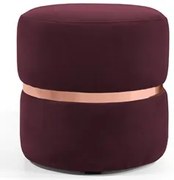 Puff Decorativo Com Cinto Rosê Round C-278 Veludo Marsala - Domi