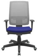 Cadeira Office Brizza Tela Cinza Assento Aero Azul Autocompensador Base Standard 120cm - 63719 Sun House