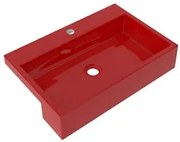 Cuba Pia Semi Encaixe para Banheiro Retangular 54cm XRT C08 Vermelho -