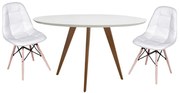 Conjunto Mesa Square Redonda Branco 80 com 2 Cadeiras Eiffel Botonê - Branco