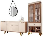 Buffet Sinfonia Com Espelho 54cm e Cristaleira Adega Órfeo H01 Off Whi