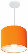 Lustre Pendente Cilíndrico Md-4113 Cúpula em Tecido 30x25cm Laranja - Bivolt