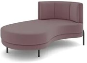 Chaise Longue Divã 164cm Braço Direito Logus D06 Veludo Rosê - Mpozena