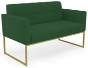 Sofá Namoradeira Elisa Veludo Base Metálica Industrial Dourado - D'Rossi - Verde