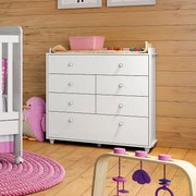 Cômoda Para Quarto Infantil Pão de Mel 6 Gavetas - Branco