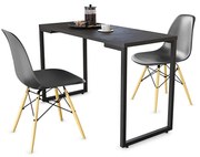 Mesa de Cozinha Industrial Porto Preto 120 cm com 02 Cadeira Eiffel Preto - D'Rossi