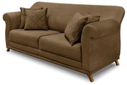 Sofá 2 Lugares Pé de Madeira Julieta 160 cm Suede Caramelo S04 - D'Rossi