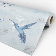 Papel de parede adesivo animal beija-flor azul