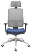 Cadeira Office Brizza Tela Cinza Com Encosto Assento Vinil Azul Autocompensador 126cm - 63190 Sun House