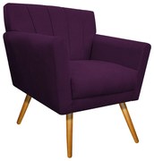 Poltrona Laura Pés Palito Mel Suede Roxo - ADJ Decor