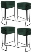 Kit 4 Banquetas Decorativas Base Aço Preto Betina C-117 Linho Verde Mu