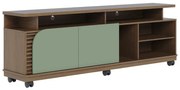 Bancada Tv de 65'' 2 Portas com Rodízio Ewa 180cm Amêndoa/Verde Pistache C04 - D'Rossi