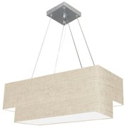 Lustre Pendente Retangular Rustico Bege MJ-4322 Para Mesa de Jantar e Estar