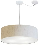 Lustre Pendente Cilíndrico Com Desvio Md-4262 Cúpula em Tecido 55x15cm Linho Bege - Bivolt