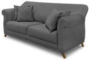 Sofá 2 Lugares Pé de Madeira Julieta 160 cm Suede Cinza S04 - D'Rossi