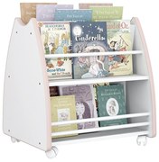 Biblioteca Porta Livros Infantil Abraço De Mãe 4 Rodízios - Branco/rosa