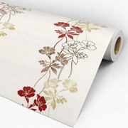 Papel de parede adesivo floral linho vermelho e marrom