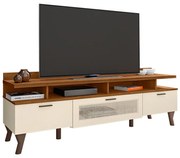 Bancada para Televisão 160cm Arcade Nature/Off White - Mobler - Marrom