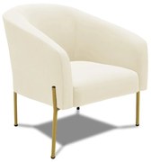 Poltrona Decorativa Pé de Ferro Dourado Stella Cotelê Ext/Veludo D03 - D'Rossi - Off White