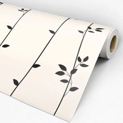 Papel de Parede Floral Creme e Preto 0.52m x 3.00m