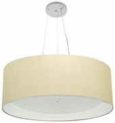 Lustre Pendente Cilíndrico Md-4142 Cúpula em Tecido 80x30cm Algodão Crú / Branco - Bivolt