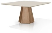 Mesa de Jantar Vernazza Quadrada Tampo com Vidro Base Revestida com Acabamento Melamínico Design Moderno