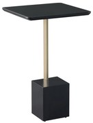 Mesa Lateral Decorativa Para Sala de Estar Goagil 35x35 Tampo e Base Preto Metal Dourado G55 - Gran Belo