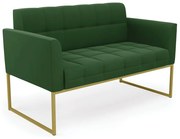 Sofá Namoradeira Elisa Suede Base Metálica Industrial Dourado - D'Rossi - Verde