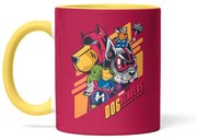 Caneca Dogvenger Vingadogs Vingadores Nerd Vermelha com Alça Amarela