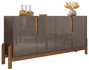 Aparador Buffet 4 Portas Belle 170 cm Cinza Pérola e Cedro - D'Rossi