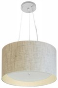 Lustre Pendente Cilíndrico Md-4319 Cúpula em Tecido 40x25cm Rustico Bege / Bege - Bivolt