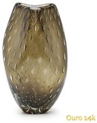 Vasinho Roca 2 Tela Fumê com Ouro Murano Cristais Cadoro