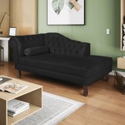 Recamier Diana 140cm Lado Direito Suede Preto - ADJ Decor