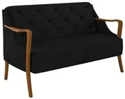 Poltrona Namoradeira 2 Lugares 135cm Capitonê Lapa M22 Veludo Preto -