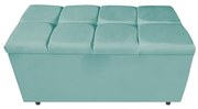 Calçadeira Estofada Manchester 90 cm Solteiro Suede Azul Tiffany - ADJ Decor