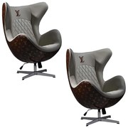 Kit 2 Poltronas Decorativas Egg Chair LV Branco/Marsala G53 - Gran Belo