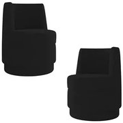 Kit 2 Poltronas Giratória Decorativa para Sala Isa K04 Veludo Preto -