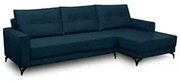 Sofá 4 Lugares com Chaise Direito 265cm Soreh F05 Veludo Azul - Mpozen